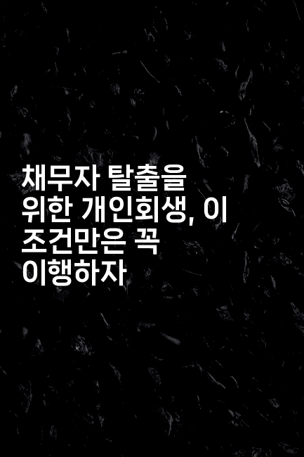 채무자 탈출을 위한 개인회생, 이 조건만은 꼭 이행하자-메디오